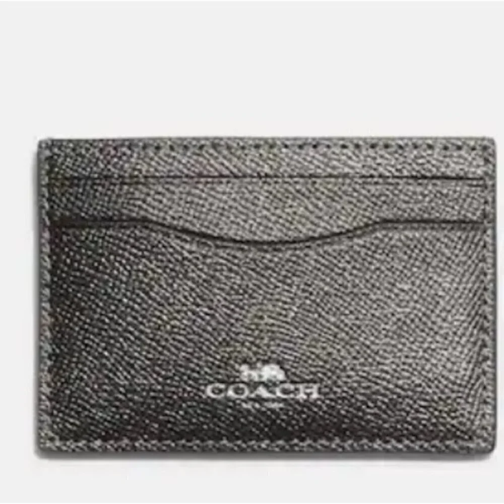Coach silver gunmetal mini Id case